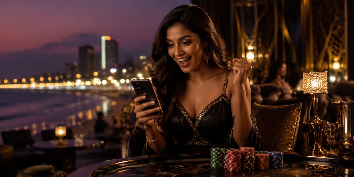 Mobile user betting on cricket at Chennai Marina beach